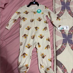 Carter's Cream Footie with Brown and Yellow Animal Design